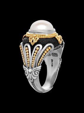KONSTANTINO 925 Sterling Silver & 18K Gold Nemesis Cultured Pearl Ring 7